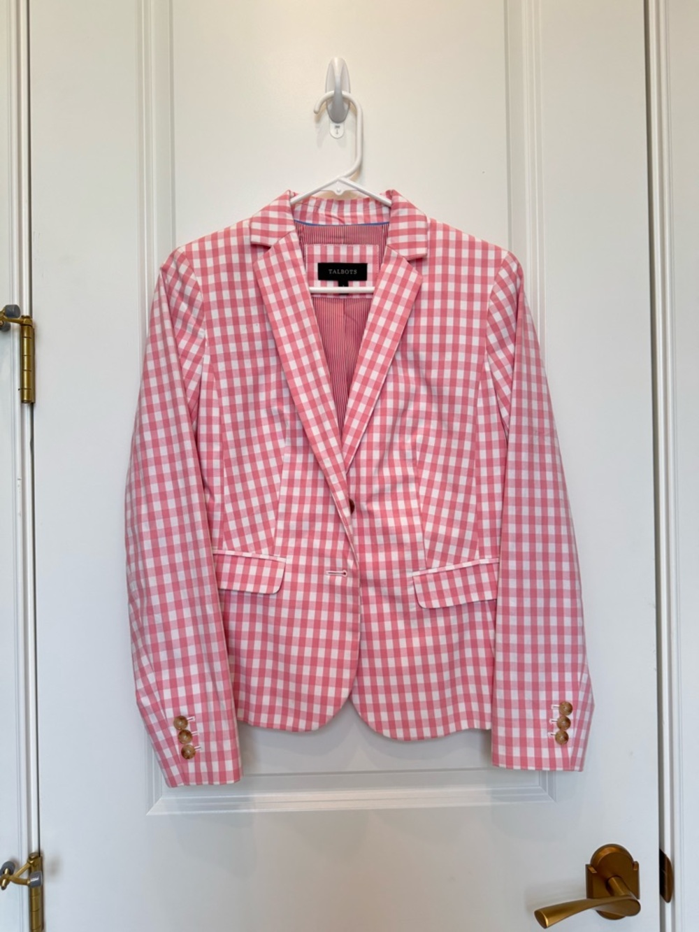Talbots Pink Gingham Blazer Jacket